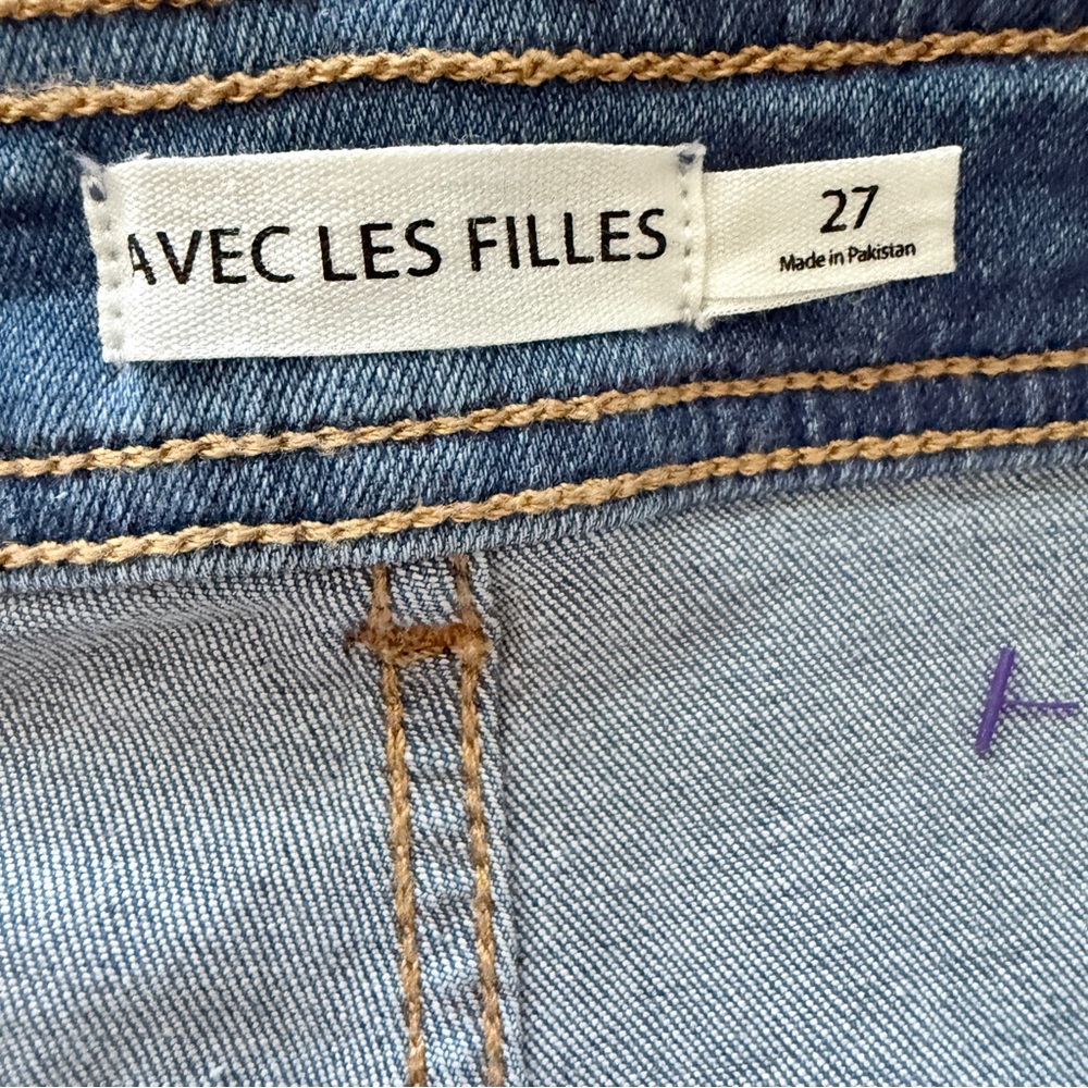 Avec Les Filles Wide Leg Jeans Medium Wash High Rise 27 - Picture 2 of 9